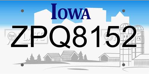 ZPQ8152 Iowa License Plate