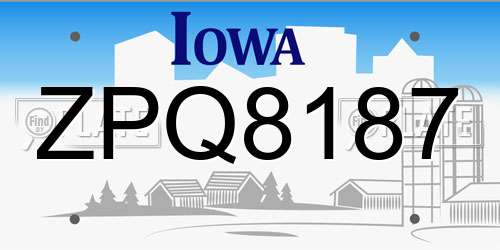 ZPQ8187 Iowa License Plate