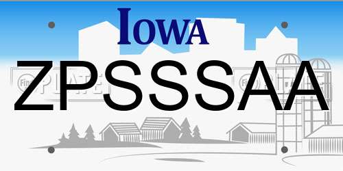 ZPSSSAA Iowa License Plate