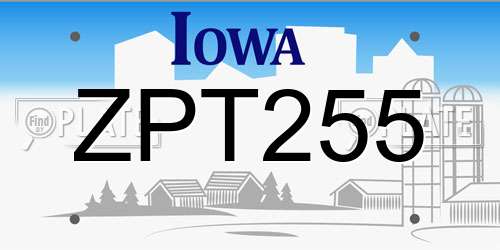 ZPT255 Iowa License Plate
