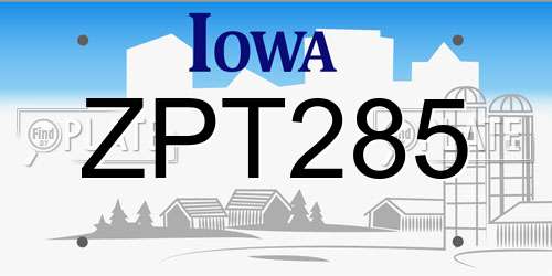 ZPT285 Iowa License Plate