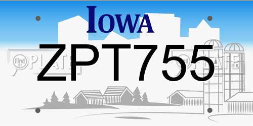 ZPT755 Iowa License Plate