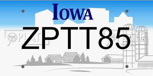 ZPTT85 Iowa License Plate
