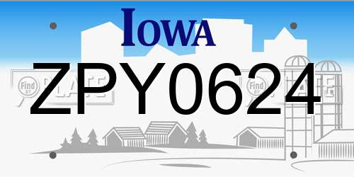 ZPY0624 Iowa License Plate