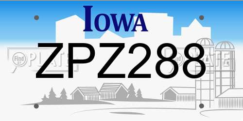 ZPZ288 Iowa License Plate