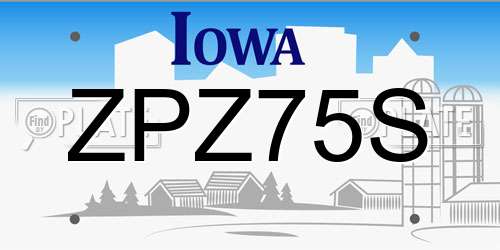 ZPZ75S Iowa License Plate