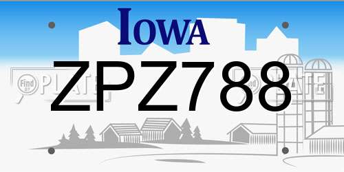 ZPZ788 Iowa License Plate