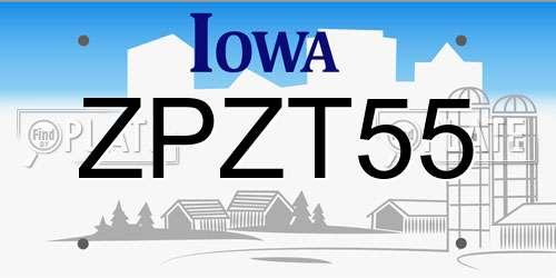 ZPZT55 Iowa License Plate