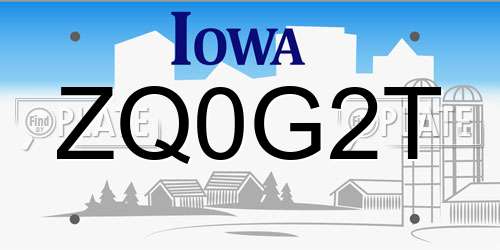 ZQ0G2T Iowa License Plate