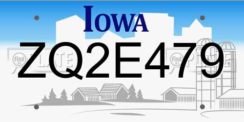 ZQ2E479 Iowa License Plate
