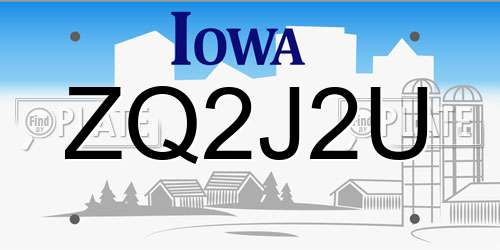 ZQ2J2U Iowa License Plate