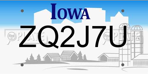 ZQ2J7U Iowa License Plate