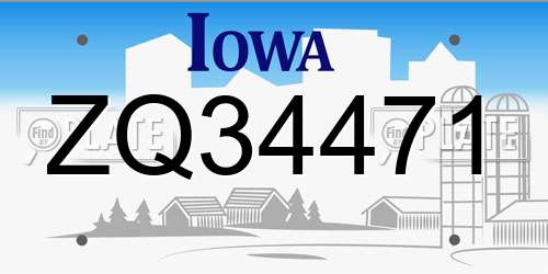 ZQ34471 Iowa License Plate