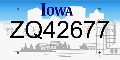 ZQ42677 Iowa License Plate