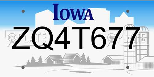 ZQ4T677 Iowa License Plate