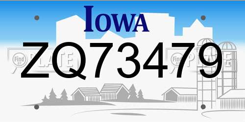ZQ73479 Iowa License Plate