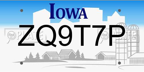 ZQ9T7P Iowa License Plate