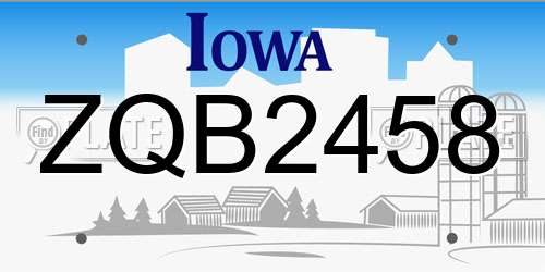 ZQB2458 Iowa License Plate