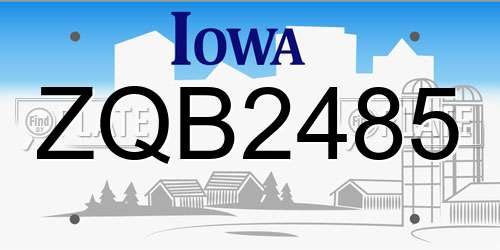 ZQB2485 Iowa License Plate