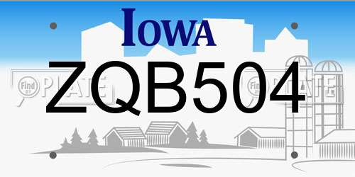 ZQB504 Iowa License Plate
