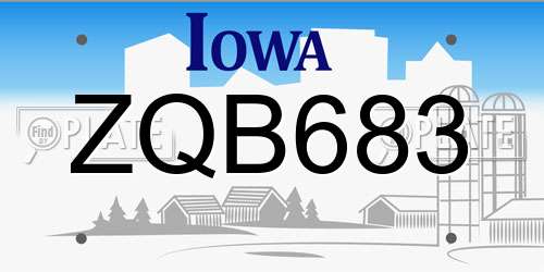 ZQB683 Iowa License Plate