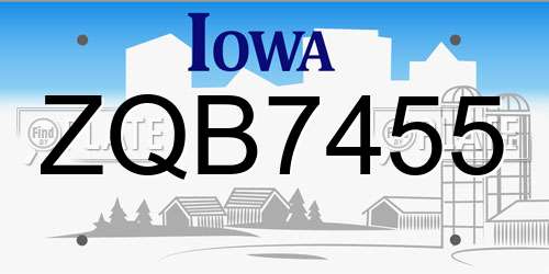 ZQB7455 Iowa License Plate