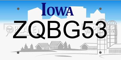 ZQBG53 Iowa License Plate