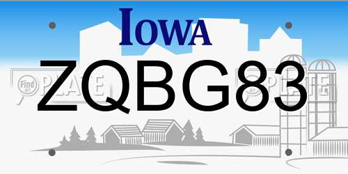 ZQBG83 Iowa License Plate