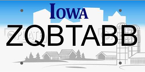 ZQBTABB Iowa License Plate