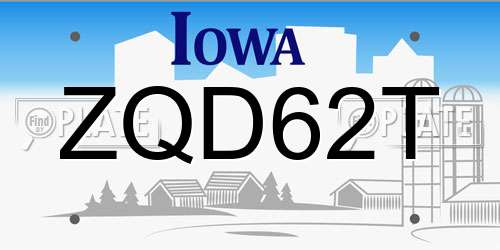 ZQD62T Iowa License Plate