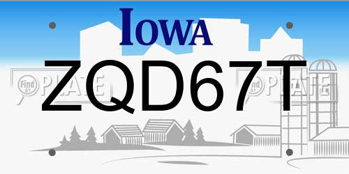 ZQD67T Iowa License Plate