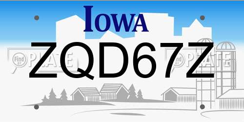 ZQD67Z Iowa License Plate
