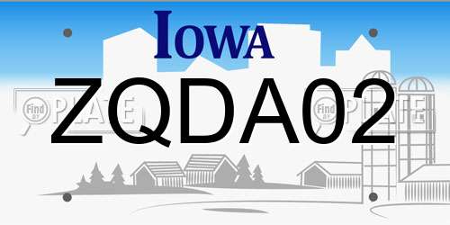 ZQDA02 Iowa License Plate