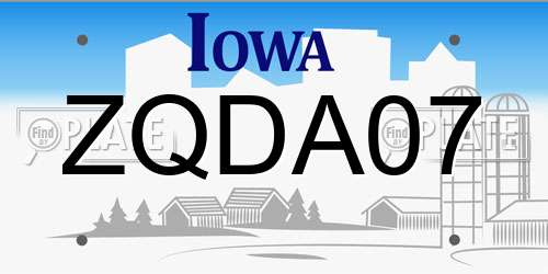 ZQDA07 Iowa License Plate