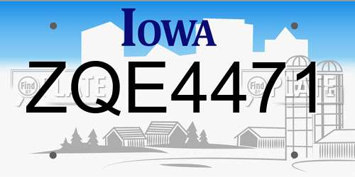 ZQE4471 Iowa License Plate