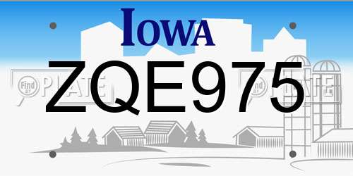 ZQE975 Iowa License Plate