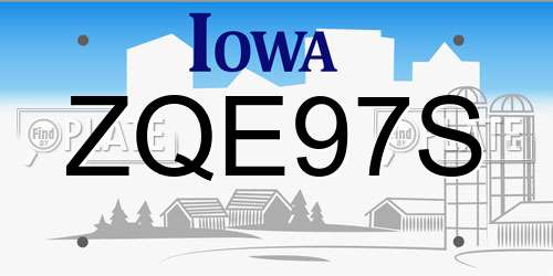 ZQE97S Iowa License Plate
