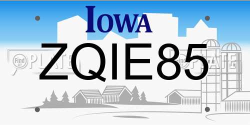 ZQIE85 Iowa License Plate