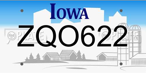 ZQO622 Iowa License Plate