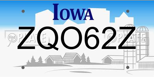 ZQO62Z Iowa License Plate