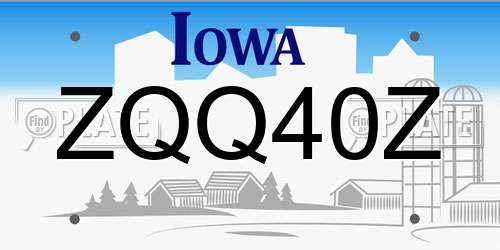 ZQQ40Z Iowa License Plate