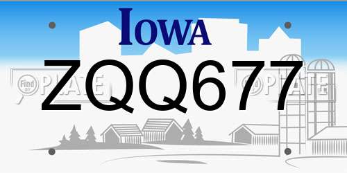 ZQQ677 Iowa License Plate