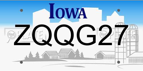 ZQQG27 Iowa License Plate
