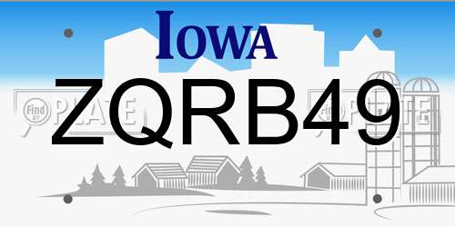 ZQRB49 Iowa License Plate