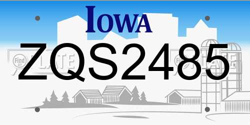 ZQS2485 Iowa License Plate