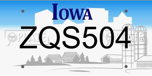 ZQS504 Iowa License Plate