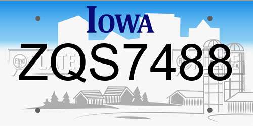 ZQS7488 Iowa License Plate