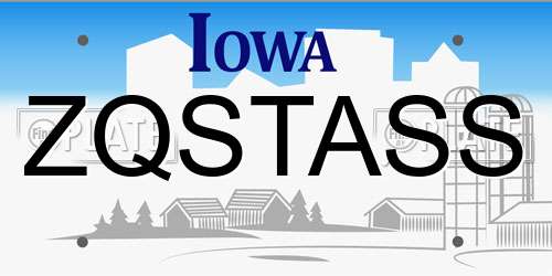 ZQSTASS Iowa License Plate