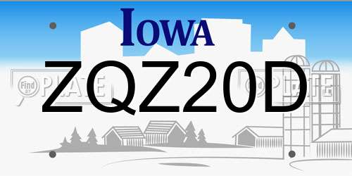 ZQZ20D Iowa License Plate