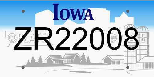 ZR22008 Iowa License Plate